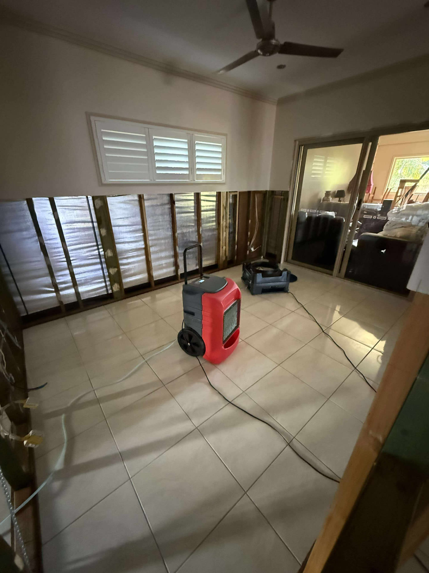 Hygienist & Clearance Testing: Tiled home drying set-up — Brisbane homeowners and insurance builders