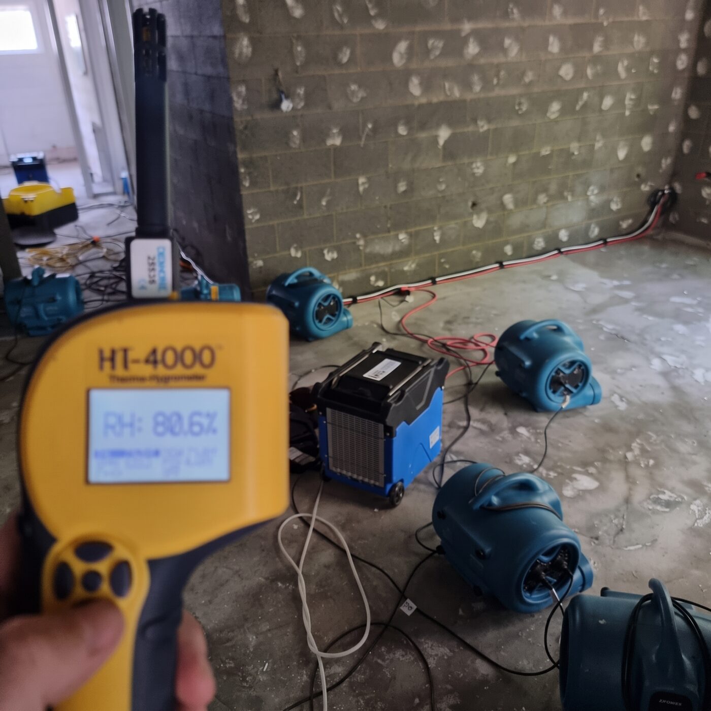 Structural drying with hygrometer reading, Sunshine Coast mould remediation
