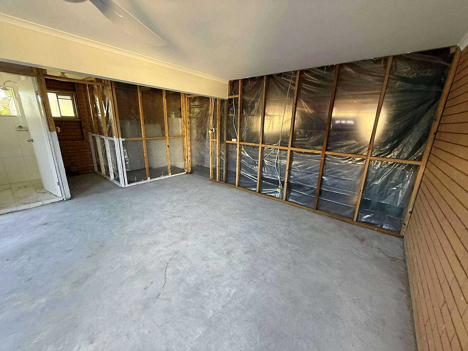 Timber frame strip-out after water damage, Gold Coast insurance mould remediation